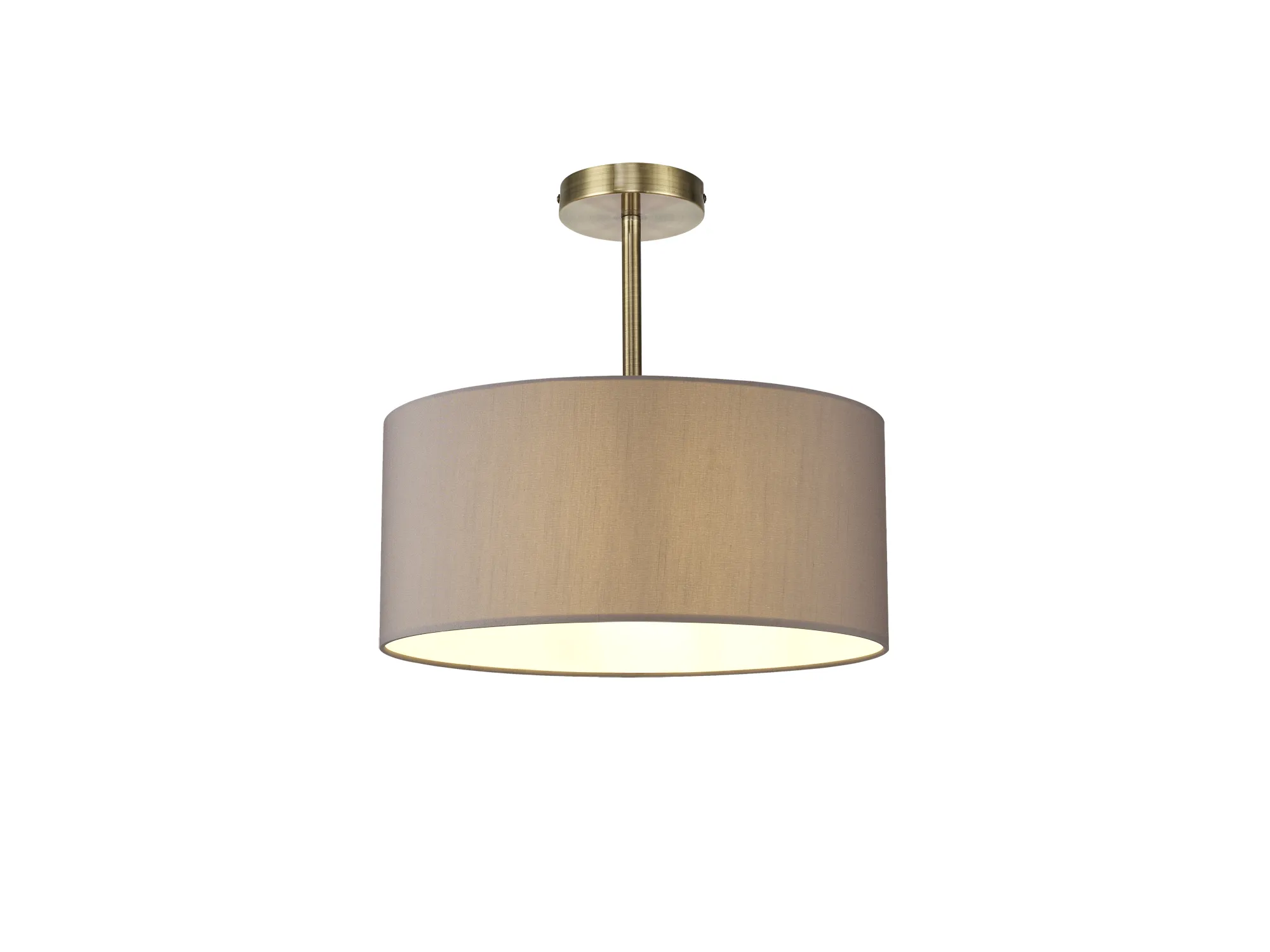 DK0174  Baymont 40cm Semi Flush 1 Light Antique Brass, Grey